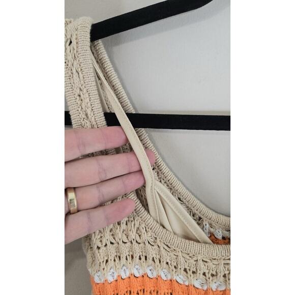 Womens Paper Heart Crochet Bodycon Midi Dress Tan, Turquoise, Pink, Orange Sz XS - Picture 4 of 6